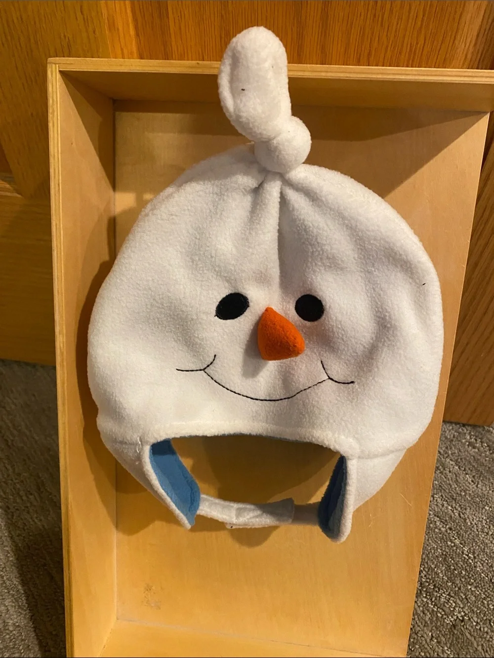 White Snowman Plush Hat for Kids - Soft Winter